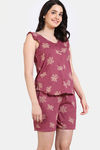 Zivame Floral Fancy Knit Cotton Shorts Set - Cherries Jublie — thumbnail 3
